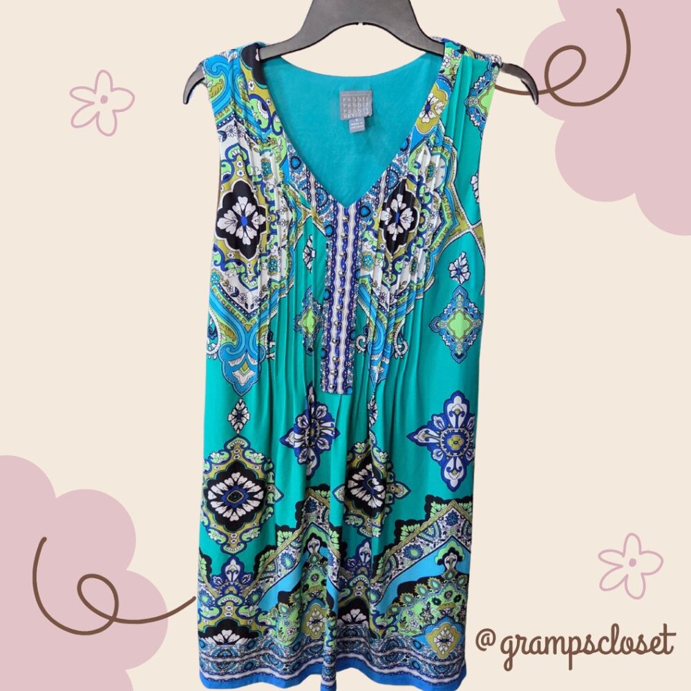 Blue Printed Tank Dress